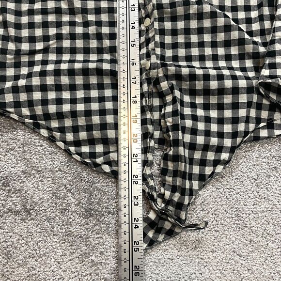 J.Crew Button Up Blouse Shirt Womens XXS Black White Plaid Long Sleeve Collared - Picture 9 of 10